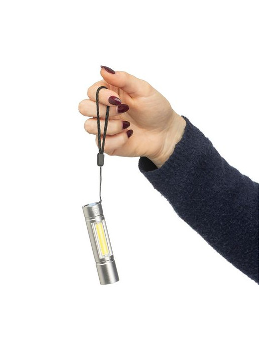 Lampe de poche COB en aluminium recyclé Sami Matières : polyester Couleurs : noir marquage laser ultra précis