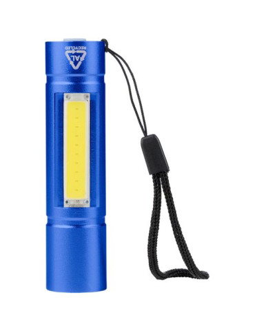 Lampe de poche COB en aluminium recyclé Sami Matières : polyester Couleurs : bleu cobalt personnalisable avec votre logo
