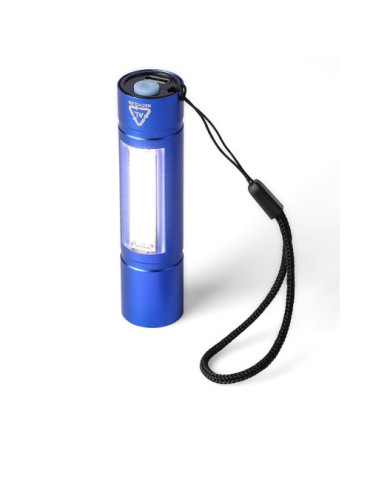 Lampe de poche COB en aluminium recyclé Sami Matières : polyester Couleurs : bleu cobalt impression logo haute qualité