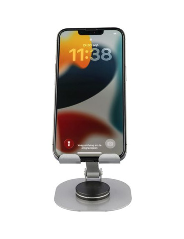 Support de téléphone en alliage d'aluminium Anieke Couleurs : argenté Matières : acier carbone objet promotionnel éco-responsabl