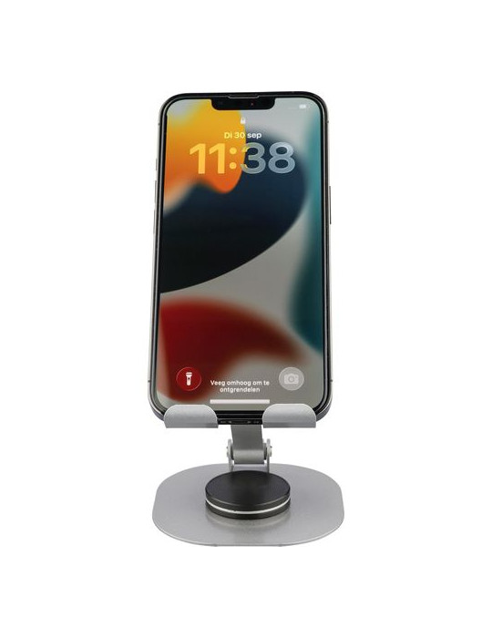 Support de téléphone en alliage d'aluminium Anieke Couleurs : argenté Matières : acier carbone objet promotionnel éco-responsabl