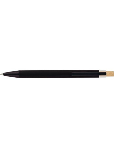 Stylo à bille en aluminium recyclé Kira Matières : bambou Couleurs : noir