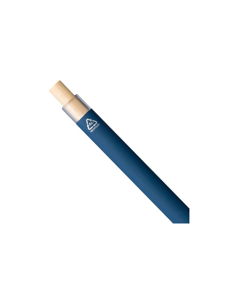 Stylo à bille en aluminium recyclé Kira Matières : bambou Couleurs : noir personnalisable avec votre logo