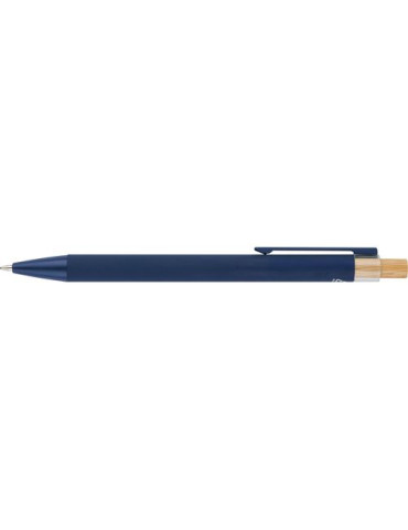 Stylo à bille en aluminium recyclé Kira Matières : bambou Couleurs : blanc marquage couleur éclatante
