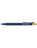 Stylo à bille en aluminium recyclé Kira Matières : bambou Couleurs : gris personnalisation sur mesure