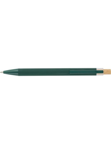 Stylo à bille en aluminium recyclé Kira Matières : bambou Couleurs : vert marquage laser ultra précis