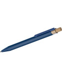 Stylo à bille en aluminium recyclé Kira Matières : bambou Couleurs : bordeaux accessoire événementiel unique