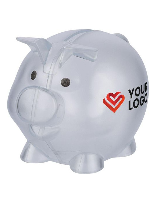 Tirelire en plastique PS recyclé Vivi Matières : plastique recyclé Couleurs : rouge goodies publicitaire événementiel