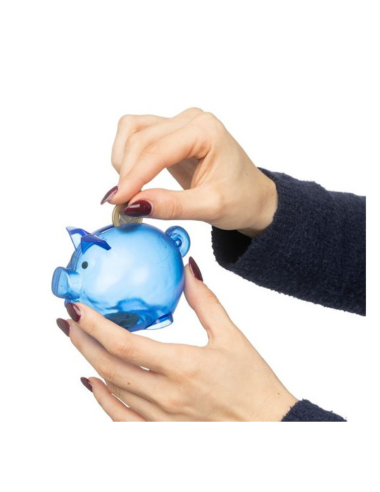 Tirelire en plastique PS recyclé Vivi Matières : plastique recyclé Couleurs : rouge personnalisation sur mesure