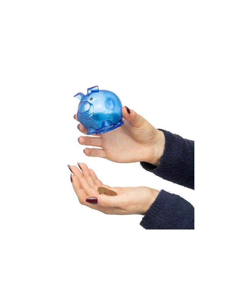 Tirelire en plastique PS recyclé Vivi Matières : plastique recyclé Couleurs : rouge personnalisable avec votre logo