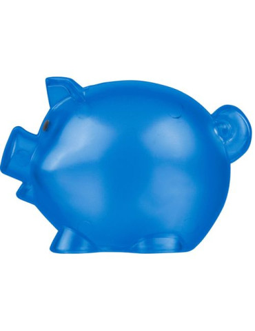 Tirelire en plastique PS recyclé Vivi Matières : plastique recyclé Couleurs : bleu cobalt cadeau entreprise pas cher