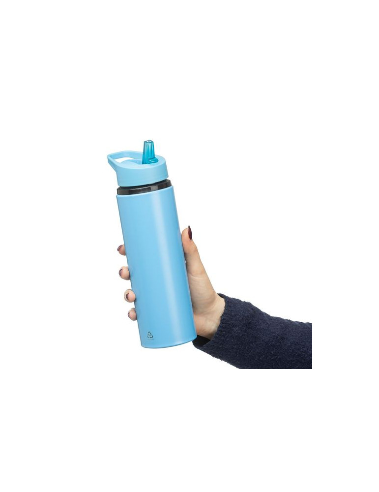 Gourde de 500 ml en acier inoxydable recyclé Zeno Matières : silicone Couleurs : noir objet promotionnel éco-responsable