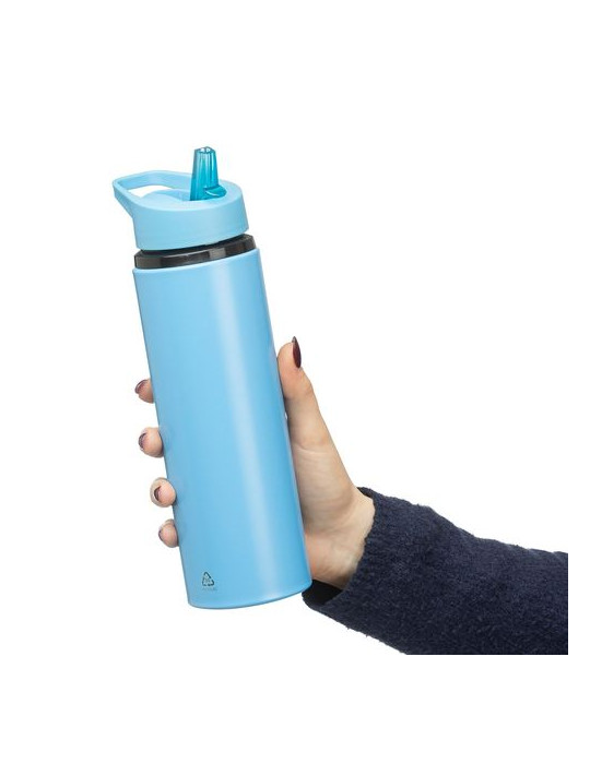 Gourde de 500 ml en acier inoxydable recyclé Zeno Matières : silicone Couleurs : noir objet promotionnel éco-responsable