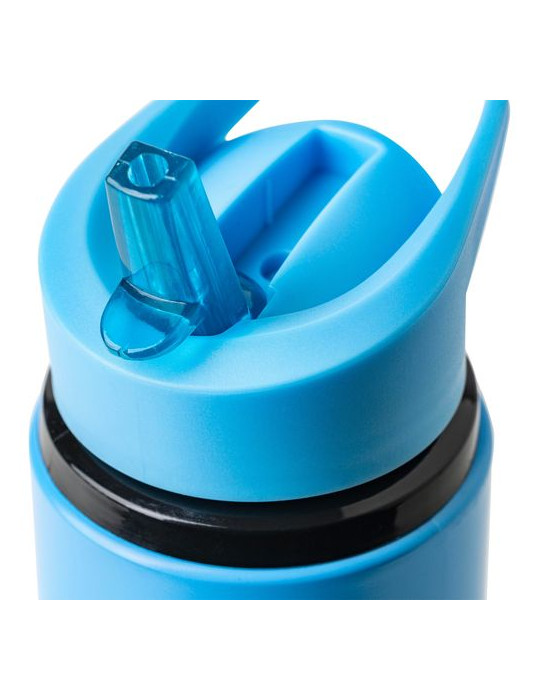 Gourde de 500 ml en acier inoxydable recyclé Zeno Matières : silicone Couleurs : noir marquage laser ultra précis