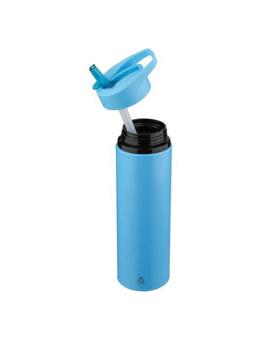 Gourde de 500 ml en acier inoxydable recyclé Zeno Matières : silicone Couleurs : noir objet promo petit budget