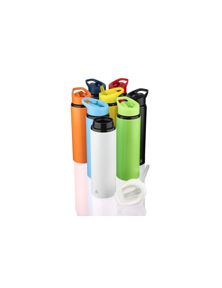 Gourde de 500 ml en acier inoxydable recyclé Zeno Matières : silicone Couleurs : noir objet promotionnel éco-responsable