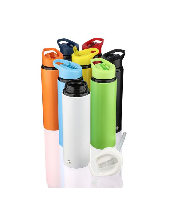 Gourde de 500 ml en acier inoxydable recyclé Zeno Matières : silicone Couleurs : noir objet promotionnel éco-responsable