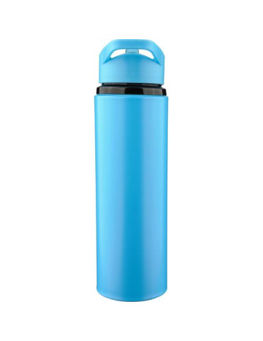 Gourde de 500 ml en acier inoxydable recyclé Zeno Matières : silicone Couleurs : noir marquage couleur éclatante