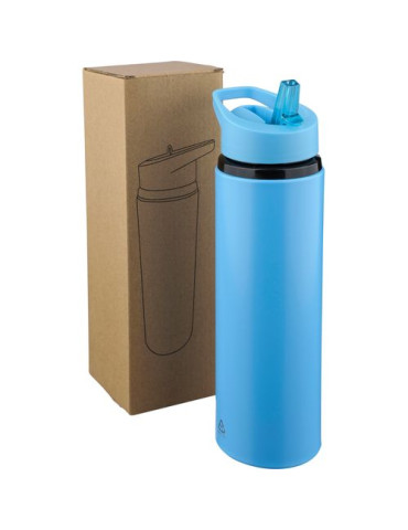 Gourde de 500 ml en acier inoxydable recyclé Zeno Matières : silicone Couleurs : blanc goodies personnalisé en stock