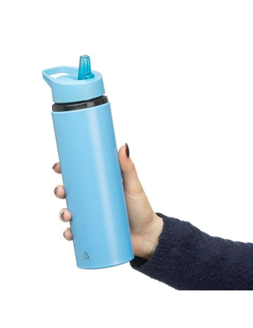 Gourde de 500 ml en acier inoxydable recyclé Zeno Matières : silicone Couleurs : bleu goodies entreprise design
