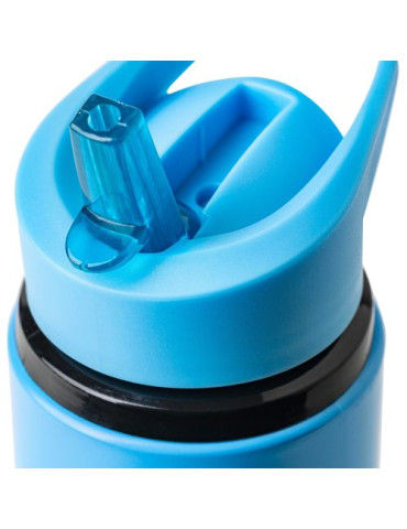 Gourde de 500 ml en acier inoxydable recyclé Zeno Matières : silicone Couleurs : bleu impression haute définition