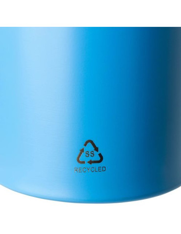 Gourde de 500 ml en acier inoxydable recyclé Zeno Matières : silicone Couleurs : bleu objet publicitaire robuste