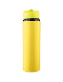 Gourde de 500 ml en acier inoxydable recyclé Zeno Matières : silicone Couleurs : jaune impression haute définition