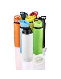 Gourde de 500 ml en acier inoxydable recyclé Zeno Matières : silicone Couleurs : rouge impression haute définition