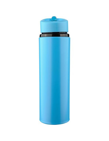 Gourde de 500 ml en acier inoxydable recyclé Zeno Matières : silicone Couleurs : bleu clair personnalisable avec votre logo