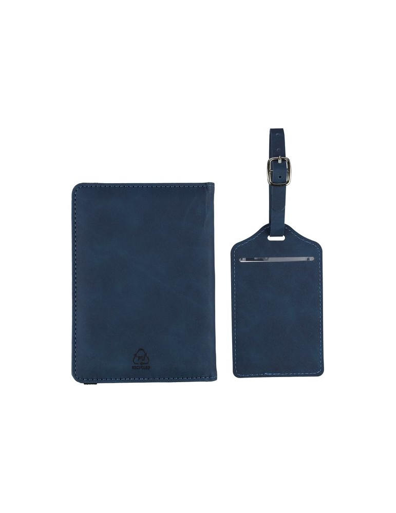 Porte-passeport et étiquette de bagage en PU recyclé Zani Couleurs : noir Matières : PU recyclé marquage laser ultra précis