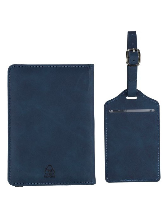 Porte-passeport et étiquette de bagage en PU recyclé Zani Couleurs : noir Matières : PU recyclé marquage laser ultra précis