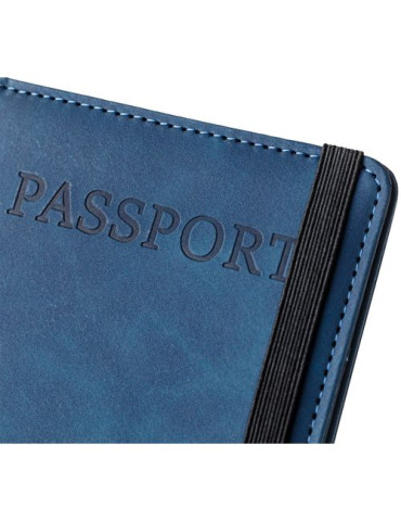 Porte-passeport et étiquette de bagage en PU recyclé Zani Couleurs : noir Matières : PU recyclé accessoire événementiel unique