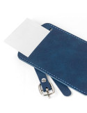 Porte-passeport et étiquette de bagage en PU recyclé Zani Couleurs : bleu Matières : PU recyclé personnalisation rapide en Franc