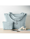 CORDY G Grand sac shopping en velours Couleurs : bleu bébé personnalisation rapide en France