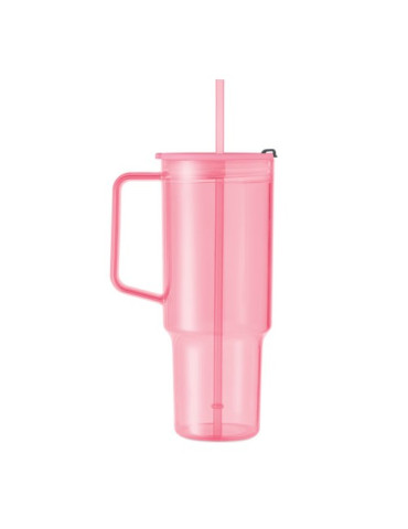 MUGORA Gobelet RPET 1200ml Couleurs : rose transparent cadeau client original