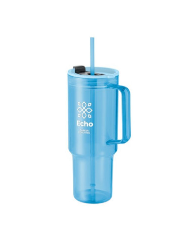 MUGORA Gobelet RPET 1200ml Couleurs : bleu clair transparent marquage laser ultra précis