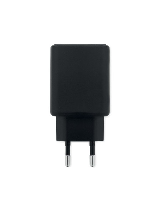EXTEN Adaptateur/chargeur mural UE Couleurs : noir personnalisable avec votre logo