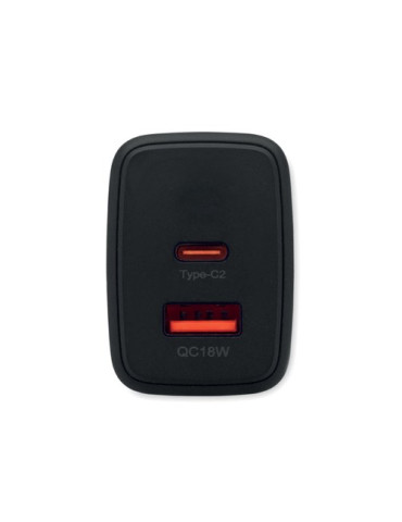 EXTEN Adaptateur/chargeur mural UE Couleurs : noir cadeau entreprise pas cher