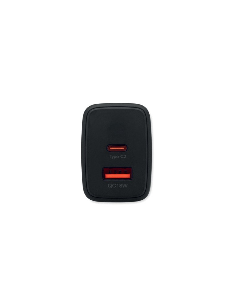 EXTEN Adaptateur/chargeur mural UE Couleurs : noir cadeau entreprise pas cher