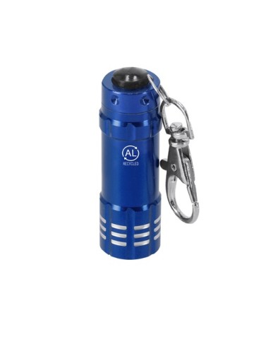 Porte-Clés Lampe Musday Matières : aluminium recyclé  Couleurs : bleu marquage couleur éclatante