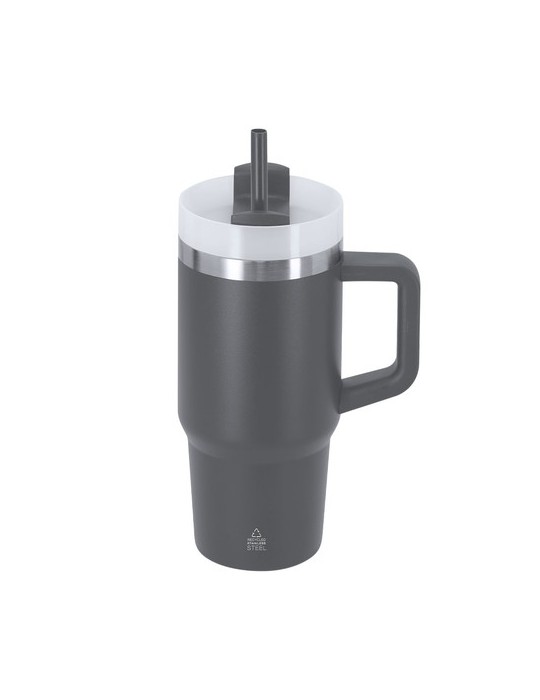 Tasse Thermique Gobby Couleurs : gris Matières : acier inoxydable recyclé goodies publicitaire événementiel