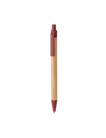 Stylo Nilor Matières : bambou Couleurs : rouge cadeau entreprise pas cher
