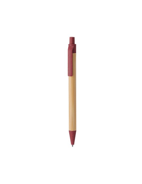 Stylo Nilor Matières : bambou Couleurs : rouge cadeau entreprise pas cher