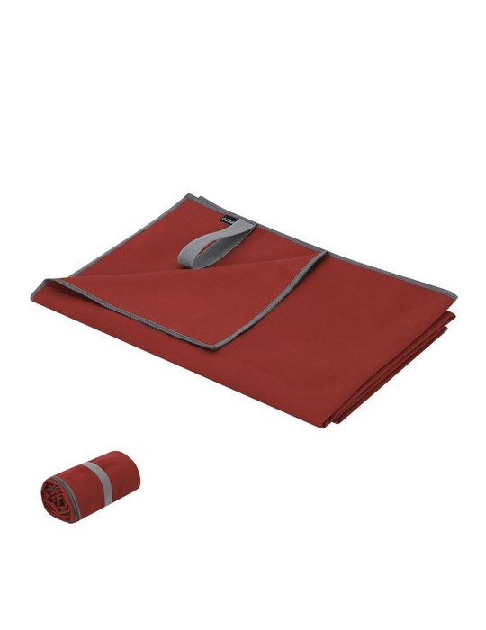 Serviette Absorbante Jutiul Couleurs : rouge Matières : polyester recyclé goodies publicitaire événementiel