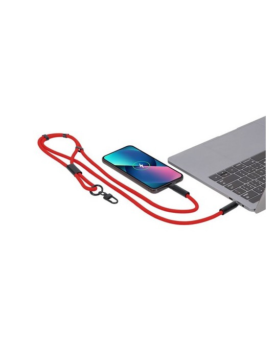 Câble de Charge Support Elnora Matières : PET recyclé Couleurs : bleu marine objet promo petit budget