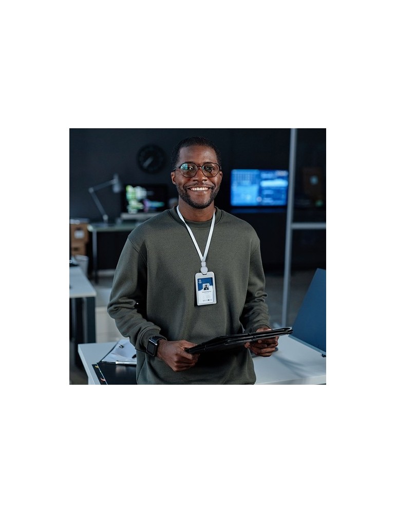 Lanyard Porte-Badge Berbom Matières : polyester Couleurs : blanc marquage laser ultra précis