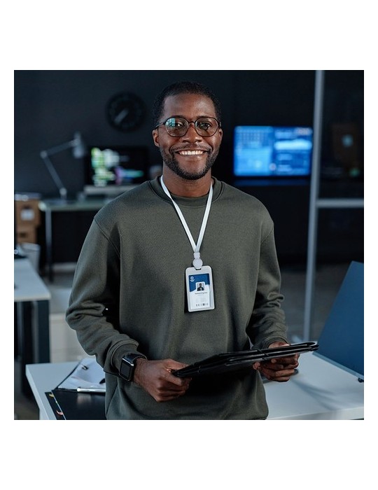 Lanyard Porte-Badge Berbom Matières : polyester Couleurs : blanc marquage laser ultra précis