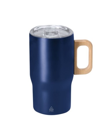 Tasse Thermique Zaran Matières : bois Couleurs : bleu marine cadeau entreprise pas cher