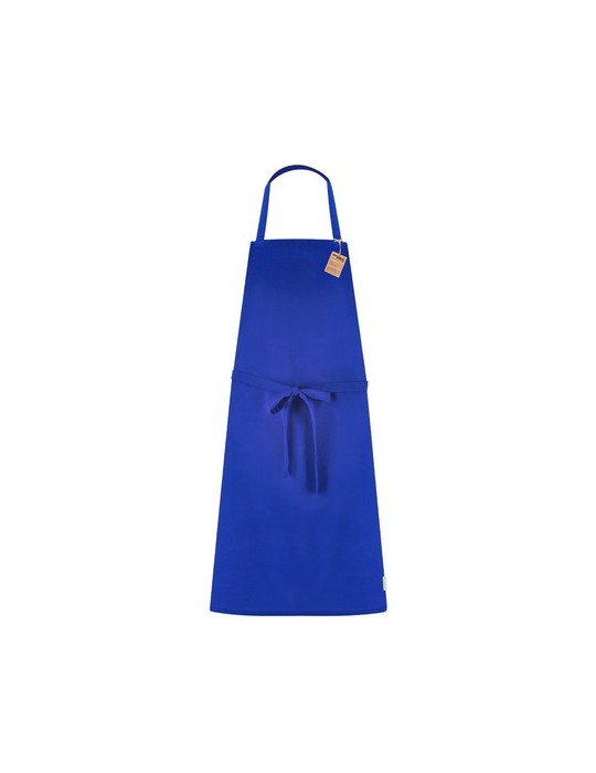 Tablier Guandak Matières : coton recyclé Couleurs : bleu marquage couleur éclatante