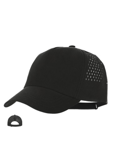 Casquette Ithaca Matières : microfibre Couleurs : noir marquage laser ultra précis